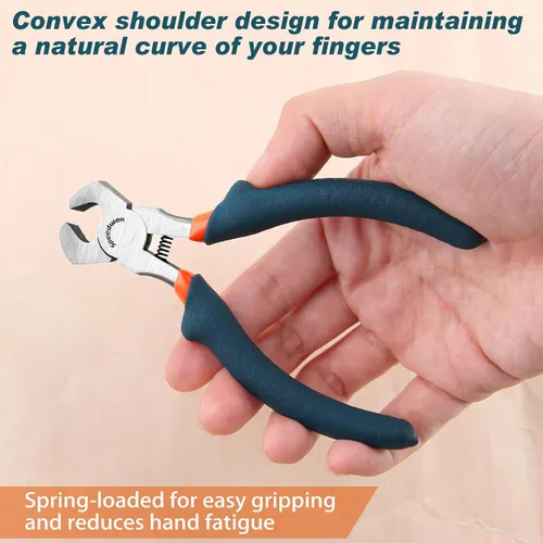 Vista 3 de SPEEDWOX Mini alicates de extremo de 4 pulgadas, alicates pequeños para hacer joyas, alicates convexos para cortar joyas, corte de alambre