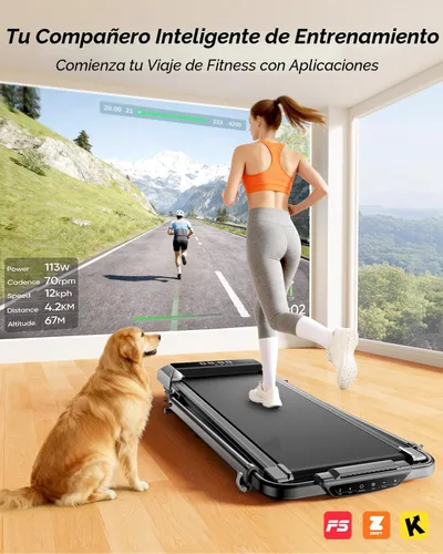 Vista 7 de Acezoe Walking Pad with 12% Incline & Height-Adjustable Handlebar, 5-in-1 Foldable Treadmill for Home & Office, Portable Under Desk Treadmill with