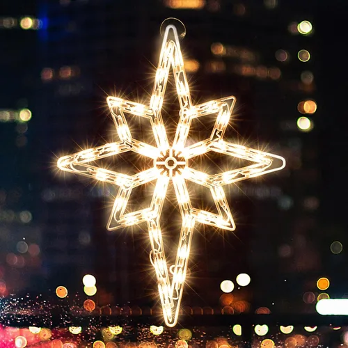 Vista 7 de Luces de Decoración de Feliz Navidad de 16 Pulgadas, Luces de Silueta para Ventana de Navidad, Lámpara de Letrero de Doble Cara para Decoraciones