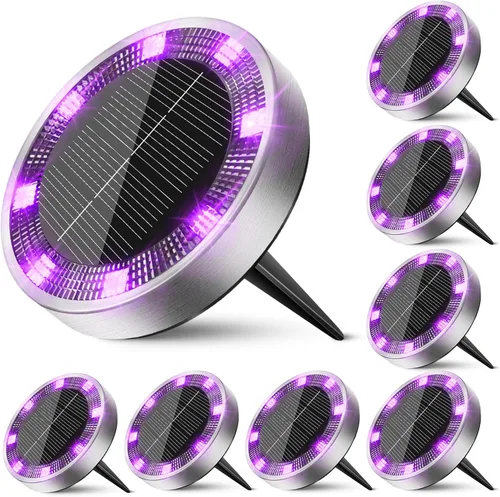 Vista 27 de Peasur Luces solares de suelo para exteriores, paquete de 2 luces planas de disco con energía solar, IP68 impermeable, antioxidante, iluminación