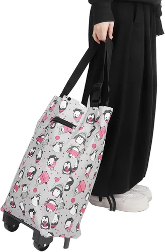 Carrito de compras plegable, bolsa de compras grande para ancianos con ruedas flexibles, carrito de comestibles, carrito de compras portátil para el