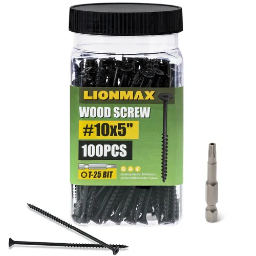 Vista 38 de LIONMAX Tornillos de cubierta de 2-1/2 pulgadas, tornillos para madera #10 x 2-1/2 pulgadas, 50 unidades, resistentes a la corrosión, revestimiento
