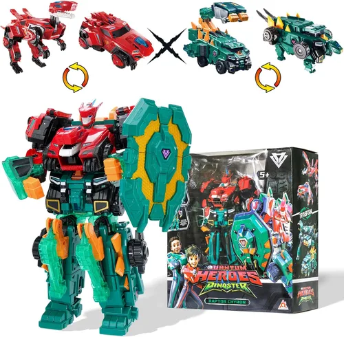 Vista 9 de QUANTUM HEROES DINOSTER Robot transformable 3 en 1 Raptor Tron, 11.02 pulgadas, juguetes transformables para niños, juguetes de carruaje, robot