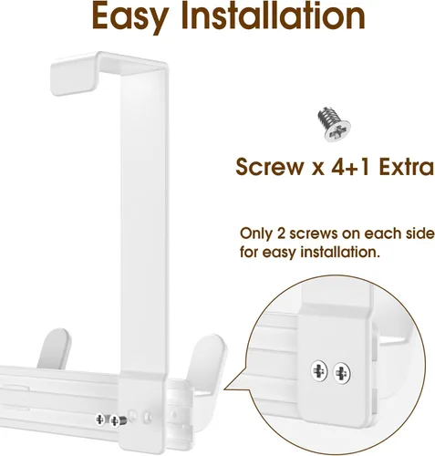 Vista 5 de L7U - Ganchos para colgar sobre la puerta, estante resistente para abrigos de invierno, se adapta a puertas de 1 3/4 pulgadas, accesorios de baño