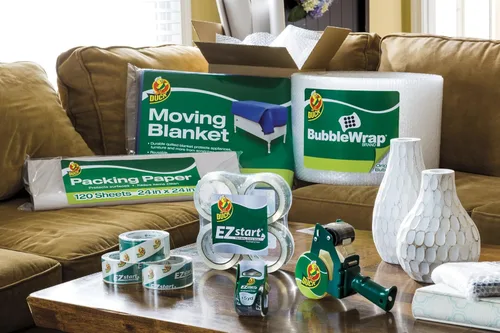 Vista 4 de Dispensador para cinta adhesiva Shark Pro de la marca Duck (para cintas de embalar con un centro de 1.5 o 3 pulgada), con mango de goma suave, Verde