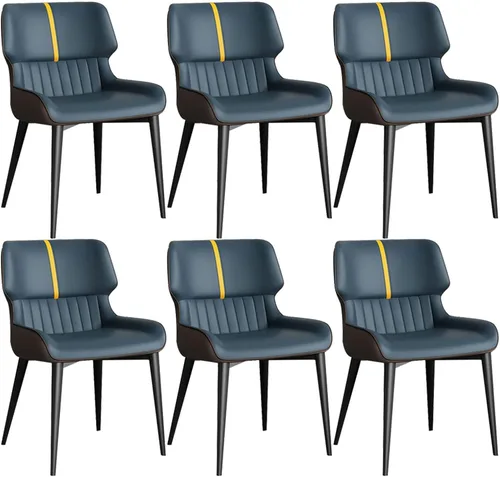 LICOME Modern Kitchen Dining Chairs Set of 6 Modern Napa Leather High Back Padded Soft Seat,Carbon Steel Leg Living Room Side Chairs(Dark Dark