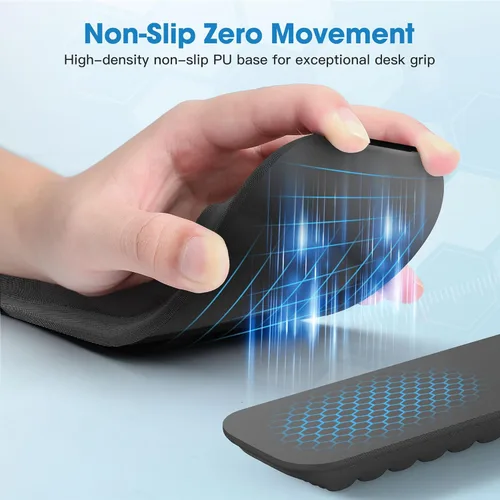 Vista 4 de MEKASS Reposamuñecas ergonómico para teclado y ratón, juego de reposamuñecas de espuma viscoelástica suave con base de silicona antideslizante