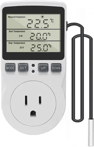 Vista 9 de KETOTEK Termostato de enchufe controlador de temperatura digital con retroiluminación LCD 120V, enchufe de control de temperatura de calefacción