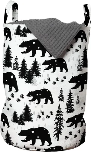 Vista 37 de Lunarable Bolsa de lavandería de tren, patrón de dibujos animados de locomotora dibujada digital con rieles de ferrocarril, cesta con asas, cierre