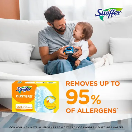 Vista 3 de Kit de inicio de plumeros Swiffer, el kit incluye 1 mango y 5 plumeros