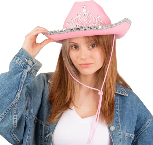 Vista 2 de Sombrero vaquero para mujeres Western Hat de Funny Party Hats, todos los estilos, talla única