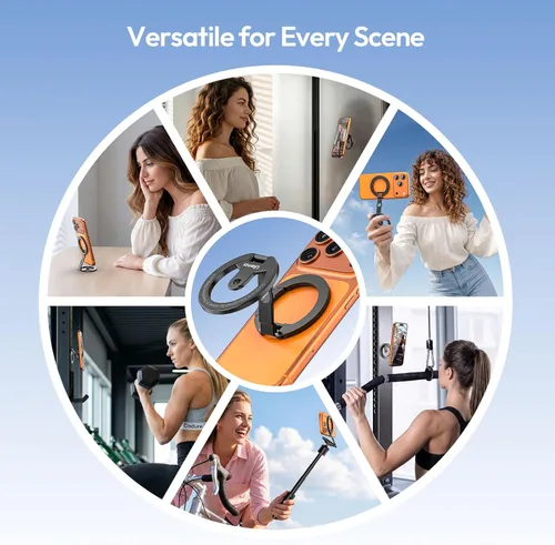 Vista 3 de ULANZI MA02 Soporte de Agarre de Anillo Magnético Doble para Teléfono, Aluminio para MagSafe Gym Kickstand Compatible con iPhone 17-12 Series