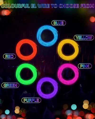 Vista 4 de Konohan 6 luces LED portátiles de neón, funciona con pilas, alambre brillante para disfraces de bricolaje, Halloween, decoraciones de Navidad