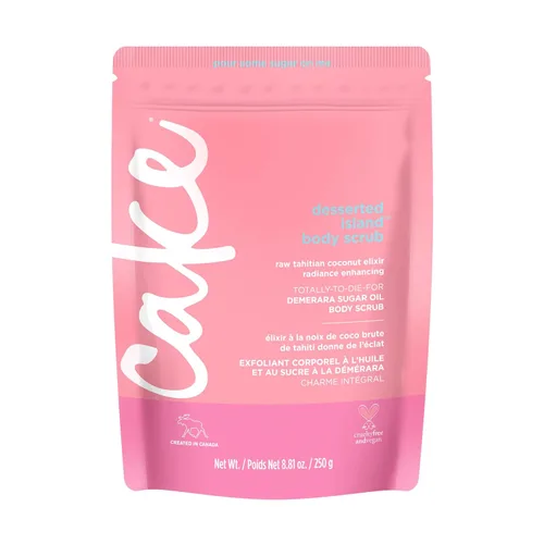 Cake Beauty Desserted Island - Exfoliante vegano de azúcar corporal, manteca de karité, azúcar de demerara y aceite de coco, exfoliante suave para