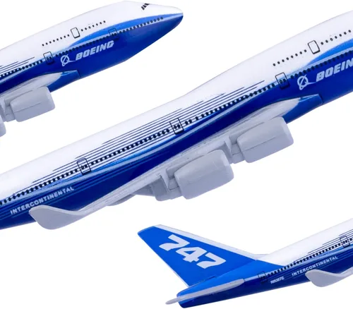 Vista 4 de Aviones fundidos a troquel a escala 1:400 Modelo avión modelo B747 modelo modelo modelo de avión para decoración y regalo (azul)