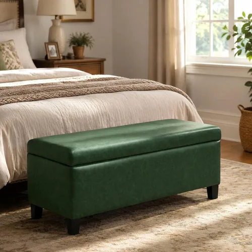 Vista 14 de Christopher Knight Home Nesbit - Otomana para sala de estar con almacenamiento, banco otomano tapizado de tela para entrada, taburete rectangular