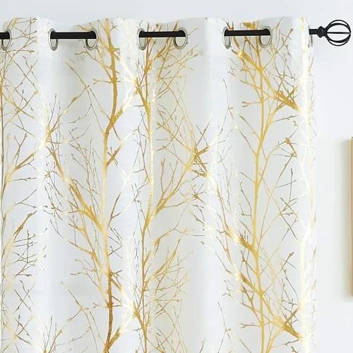 Vista 20 de FMFUNCTEX Cortinas de lino semitransparentes para dormitorio, cortinas blancas y negras de 45 pulgadas de largo para sala de estar, cortinas