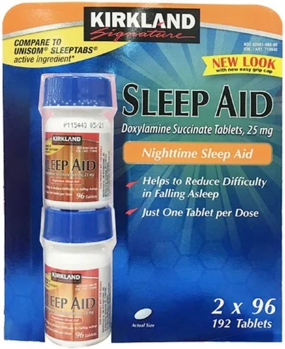 Ayuda para dormir de Kirkland Signature, succinato de doxilamina 25 mg, paquete de 2 (192 tabletas)