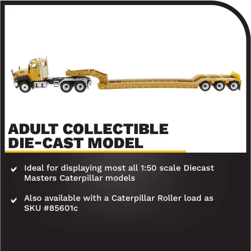 Vista 3 de Diecast Masters Caterpillar CT660 Day Cab Tractor & XL120 Lowboy Trailer, Core Classics Series Cat Trucks Construction Equipment 1:50 Scale