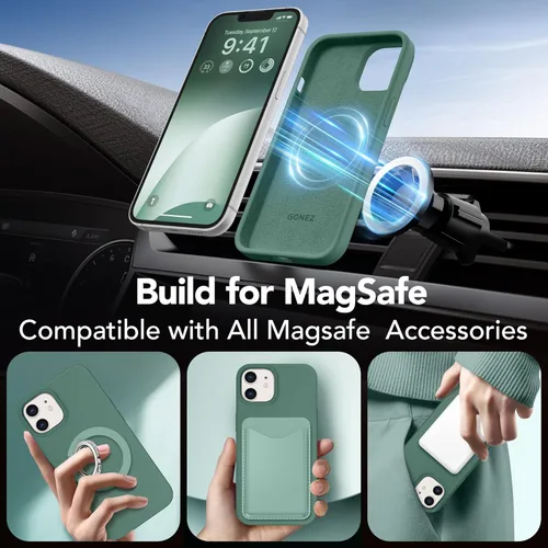 Vista 1980 de GONEZ Funda magnética para iPhone 14, compatible con Magsafe, con protector de pantalla + protector de cámara, forro de microfibra antiarañazos