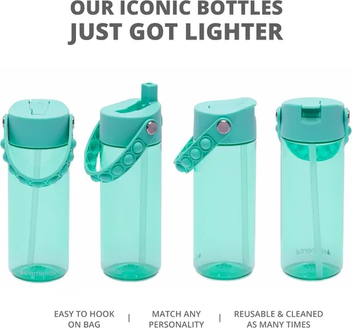 Vista 146 de Elemental Botellas de agua para niños – Botella de agua para niños Splash para la escuela con mango Pop-it – Botella de agua de plástico Tritan sin