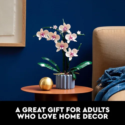 Vista 5 de LEGO Botanicals Orchid - Juego de construcción de flores artificiales de interior para el hogar, cocina, decoración de escritorio, adultos a partir