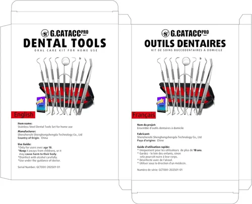 Vista 9 de G.CATACC Paquete de 10 herramientas dentales, removedor profesional de placa para limpieza de dientes, kit de higiene de acero inoxidable con púa