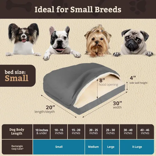 Vista 3 de Snoozer Pet Products Cama de lujo para perros estilo cueva rectangular con microserraje, pequeña, antracita