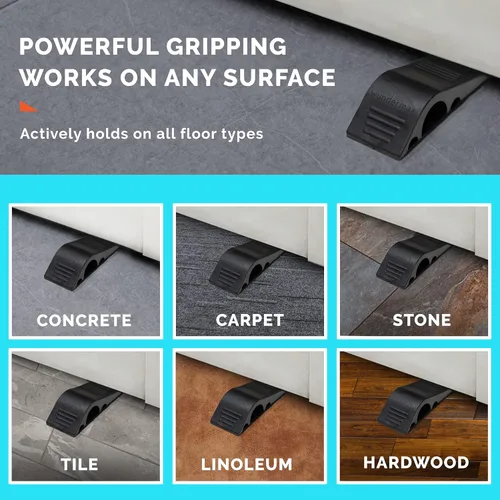Vista 2 de Wundermax - Paquete de 3 cuñas de puerta de goma para alfombra, madera dura, concreto y baldosas - Accesorios para mejoras del hogar - Negro