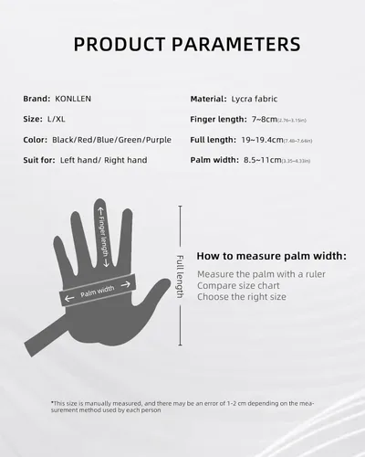 Vista 5 de KONLLEN Billiards Gloves for Left Hand/Right Hand L/XL Pool Gloves Professional Non-Slip Adjustable Breathable Snooker Gloves Popular Sizes for Men