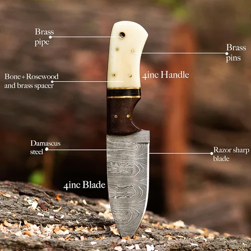 Vista 2 de TAC KNIVES Cuchillo de acero de Damasco hecho a mano personalizado - Hermoso Camping, cuchillo de supervivencia para hombres - Cuchillo EDC