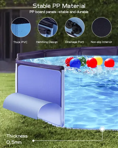 Vista 3 de Foldable Dog Pool, Collapsible Dog Pet Bath Pool, Hard Plastic PVC Dog Swimming Pools, Portable Non-Slip Pet Pool Bathing Tub Kiddie Pool for Pets