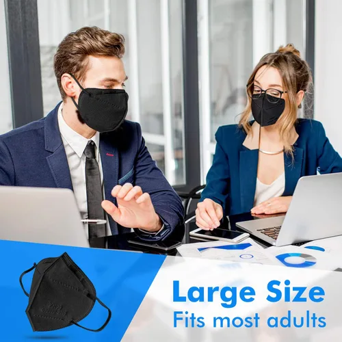 Vista 6 de Enlove Paquete de 50 mascarillas KN95 negras, 5 capas de eficiencia de filtro ≥95%