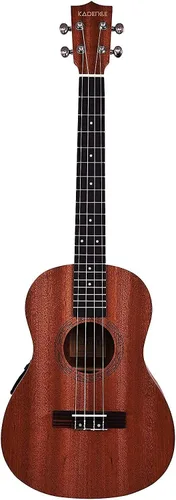Vista 4 de Kadence Ukelele barítono profesional de madera de caoba con la opción acústica/eléctrica con el bolso