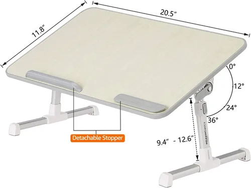 Vista 4 de Yaxa Basics - Escritorio de regazo con bandeja ajustable, apto para portátiles de hasta 17 pulgadas, mediano, 12"x20", crema