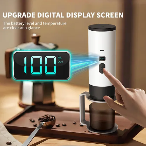 Vista 3 de RQUOIRE Cafetera portátil 3 en 1, máquina de café expreso, cafetera de viaje autocalentable compatible con cápsulas NS, DG y café molido, pequeña