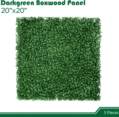 Vista 39 de Paneles de pared de vegetación artificial de 20 x 20 pulgadas, 1 paquete de telón de fondo de pared de boj topiario, seto sintético, pantalla