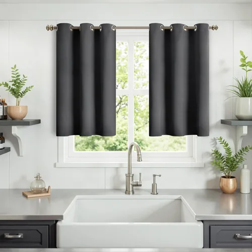 Vista 11 de YoungsTex Cortinas Opacas 100% Aisladas Gris Oscuro de 63 Pulgadas de Largo para Dormitorio, Cortinas de Ventana Térmicas Oscurecedoras con Ojales