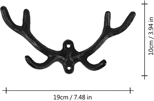Vista 2 de 30GO - Paquete de 2 ganchos de pared duraderos con cuernos de ciervo, colgador decorativo versátil con tornillos, estilo rústico multiusos