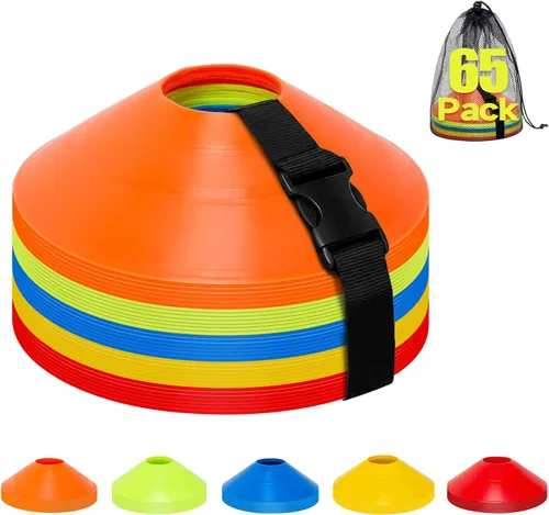 Vista 8 de 35/65/105 piezas de conos de fútbol de agilidad para entrenamiento, conos deportivos reutilizables para ejercicios con bolsa de malla, conos