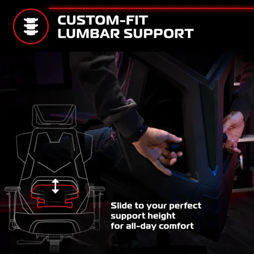 Vista 6 de RESPAWN FLEXX Silla ergonómica de oficina y juegos con soporte lumbar, reclinable de malla transpirable con reposacabezas y brazos ajustables, Negro