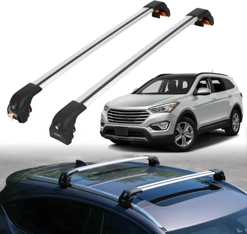 Vista 13 de ERKUL Barras Transversales de Techo para Hyundai Santa Fe 2013-2018 Barras Transversales de Aluminio con Cerradura Antirrobo para Techo Negro