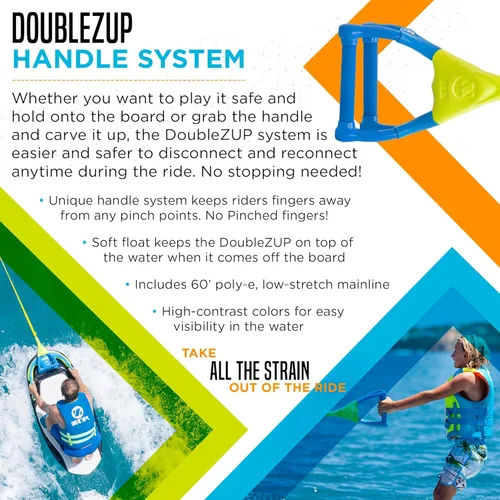 Vista 4 de ZUP You Got This 260 Board and Handle Combo with EVA Foam Padding, All-in-One Kneeboard, Wakeboard, Wakeskate, and Wakesurf Board for Kids, Teens
