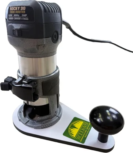 Vista 5 de Woodhaven 8315 Trim/Compact/Palm Router Offset Placa base con una sola manija para Bosch GKF125CE Durable blanco sólido fenólico, con hardware