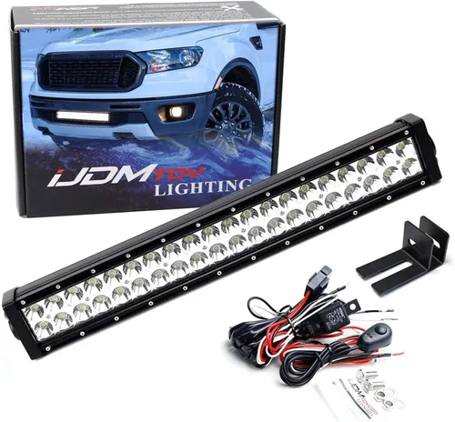 iJDMTOY Kit de barra de luz LED de 20 pulgadas para montaje en rejilla inferior compatible con Ford Ranger 2019 en adelante, incluye (1) barra de
