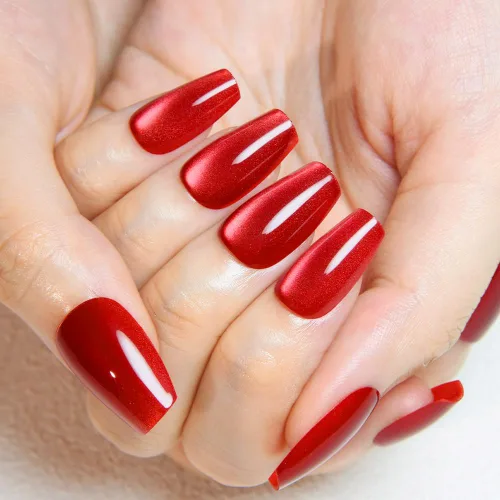 Vista 2 de evpct-Uñas postizas de gel a presión estilo bailarina y ojo de gato; cuadradas y medianas, con pegamento, reutilizables, suaves, acrílicas