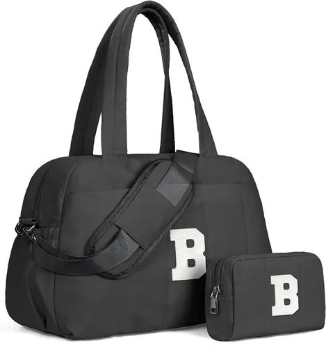 Vista 165 de Bolsa de lona Vogewood, bolsas personalizadas de fin de semana para mujer, bolsas de viaje con estuche de maquillaje, regalos de cumpleaños, Beige