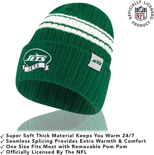 Vista 49 de Ultra Game Adults NFL Official Super Soft Team Stripe Winter Beanie Knit Hat with Extra Warm Touch Screen Gloves