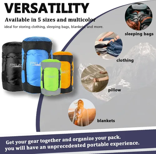 Vista 6 de Frelaxy - Bolsa de compresión con 40% más de almacenamiento, Saco de compresión de 11L/18L/30L/45L/52L, resistente al agua y ultra ligero para saco