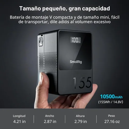 Vista 6 de SMALLRIG Batería de montaje en V T99, batería de montaje en V de 99 Wh/6800 mAh con 7 puertos, carga rápida USB-C dual de 100 W, 2 H, a prueba